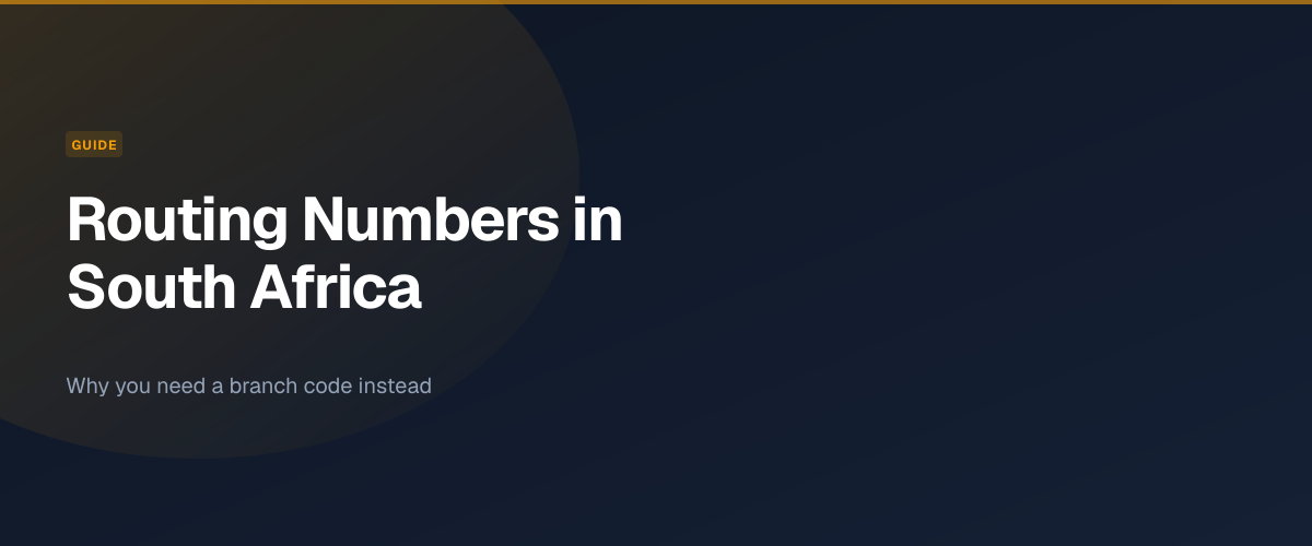 Routing numbers vs branch codes in South Africa